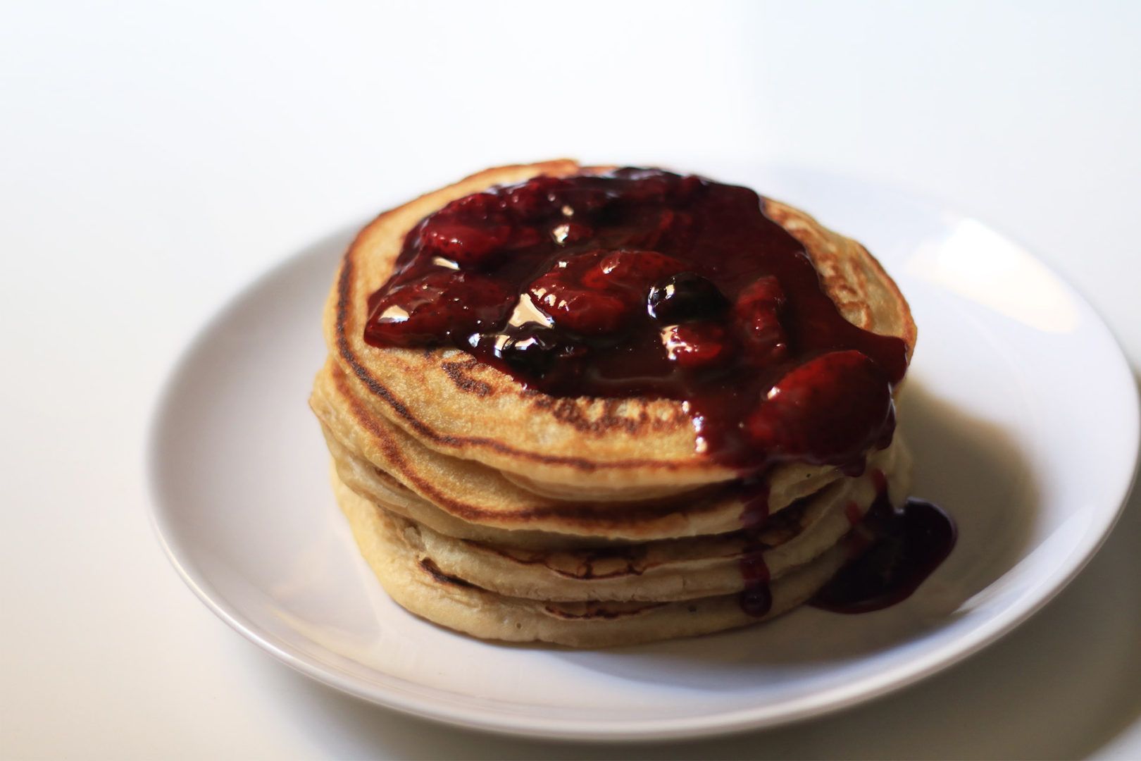 Eggless Buttermilk Pancakes Berry Sauce The Indian Claypot