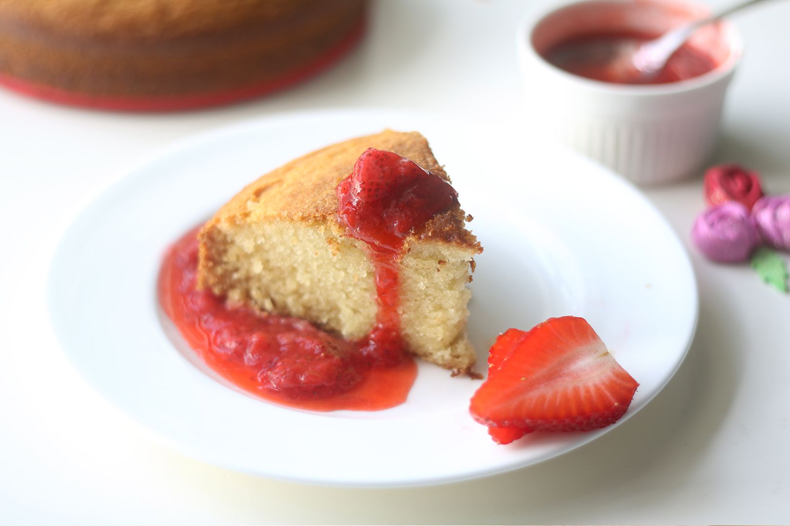 Eggless Strawberry Sauce Cake The Indian Claypot